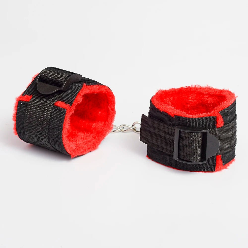 Webbing Plush Bondage Handcuffs Ankle Cuffs Kit for Couples