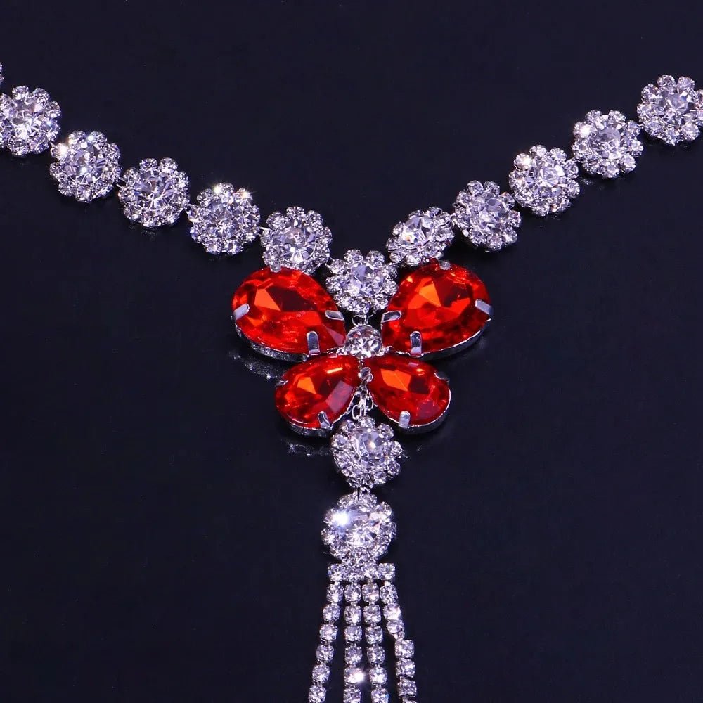 More Style Rhinestone Red Nipple Chain Non Pierced Body Jewelry