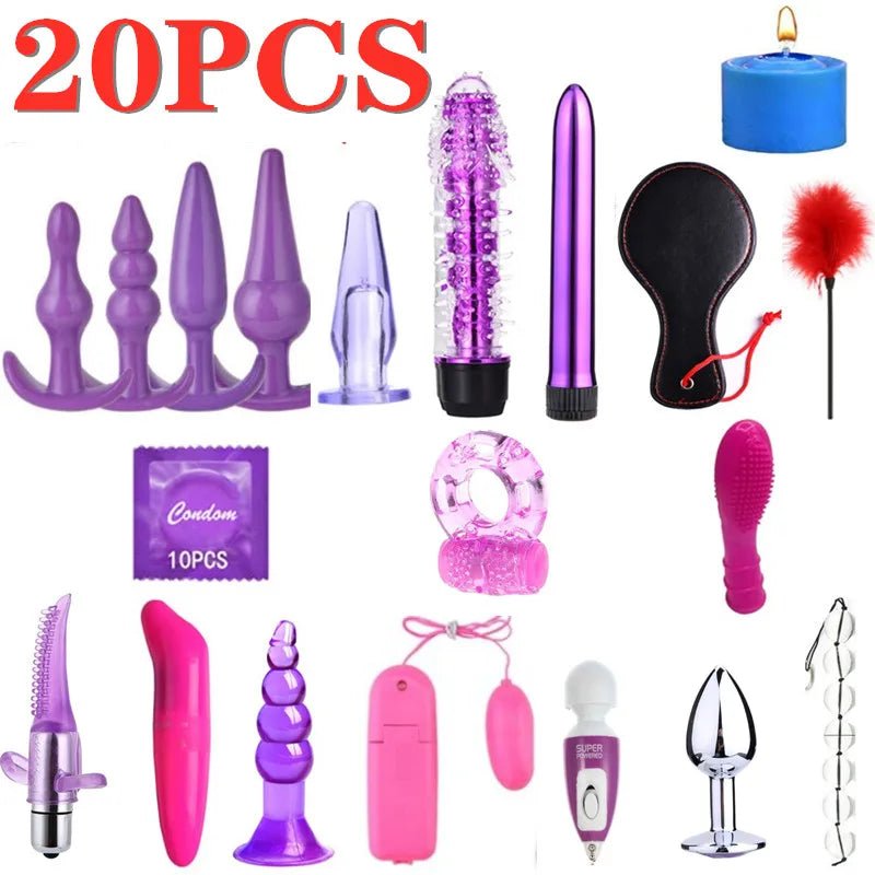 22Pcs BDSM Gear Kit Adult Handcuff Personal Toys For Couples G-Spot