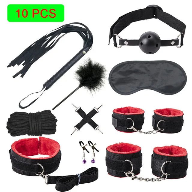 Sexy Leather BDSM Kits Plush Bondage Set for Couples Joy