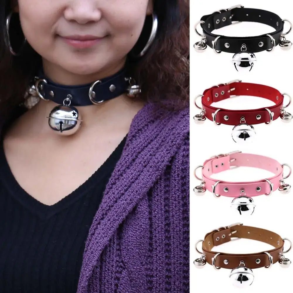 BDSM Bondage Restraints Neck Collar Punk Style With Bell