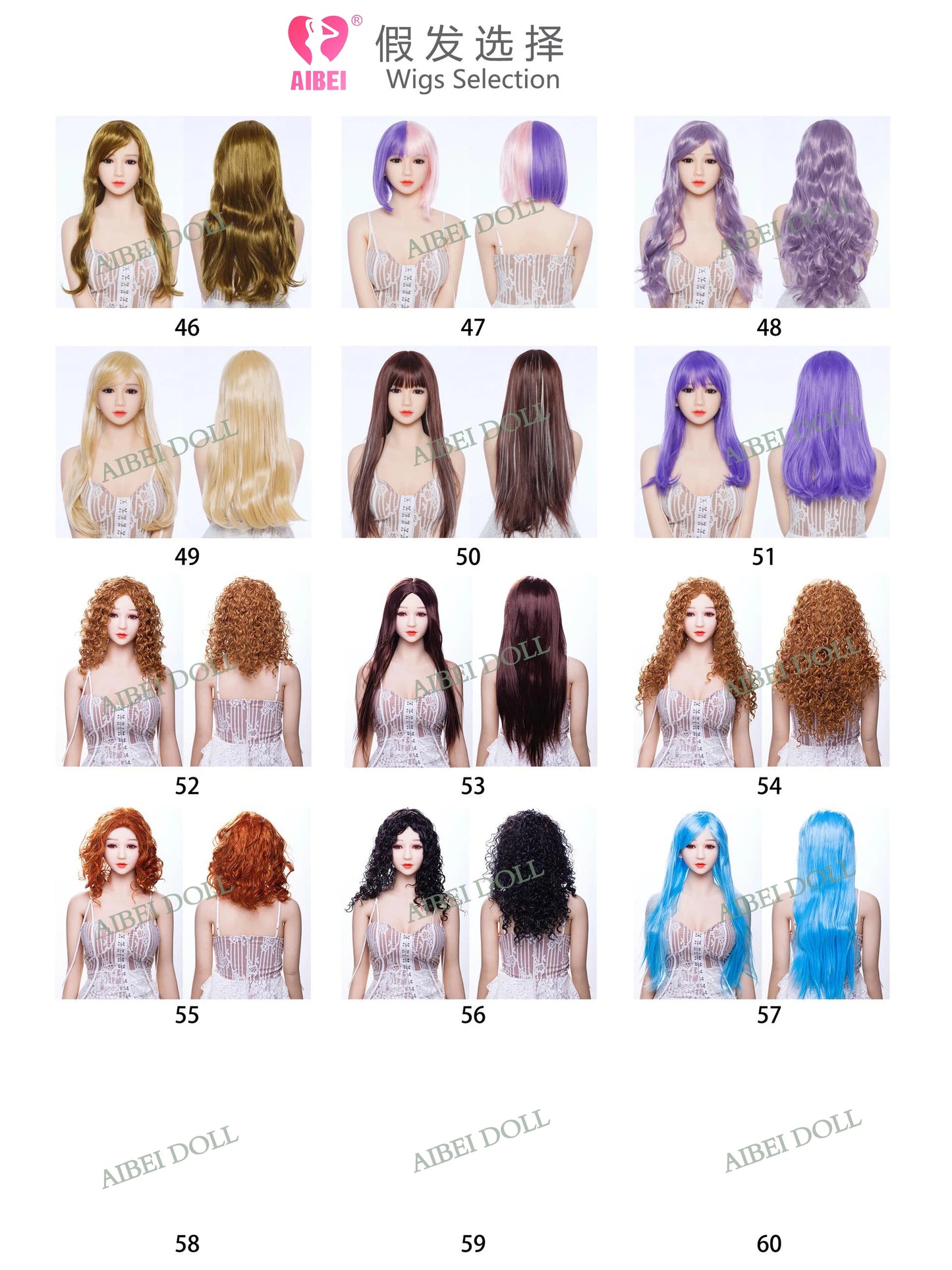 Wigs For Life Size Silicone Companions 140cm to 180cm Custom Looks