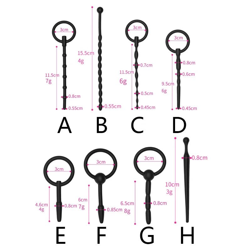 8Pcs Silicone Penis Plug Urethra Catheter Set for Men