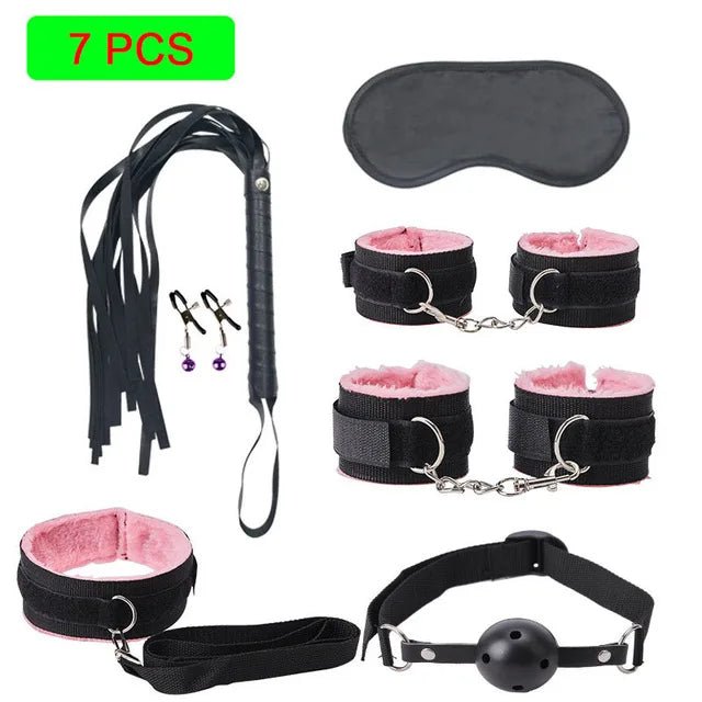 Sexy Leather BDSM Kits Plush Bondage Set for Couples Joy