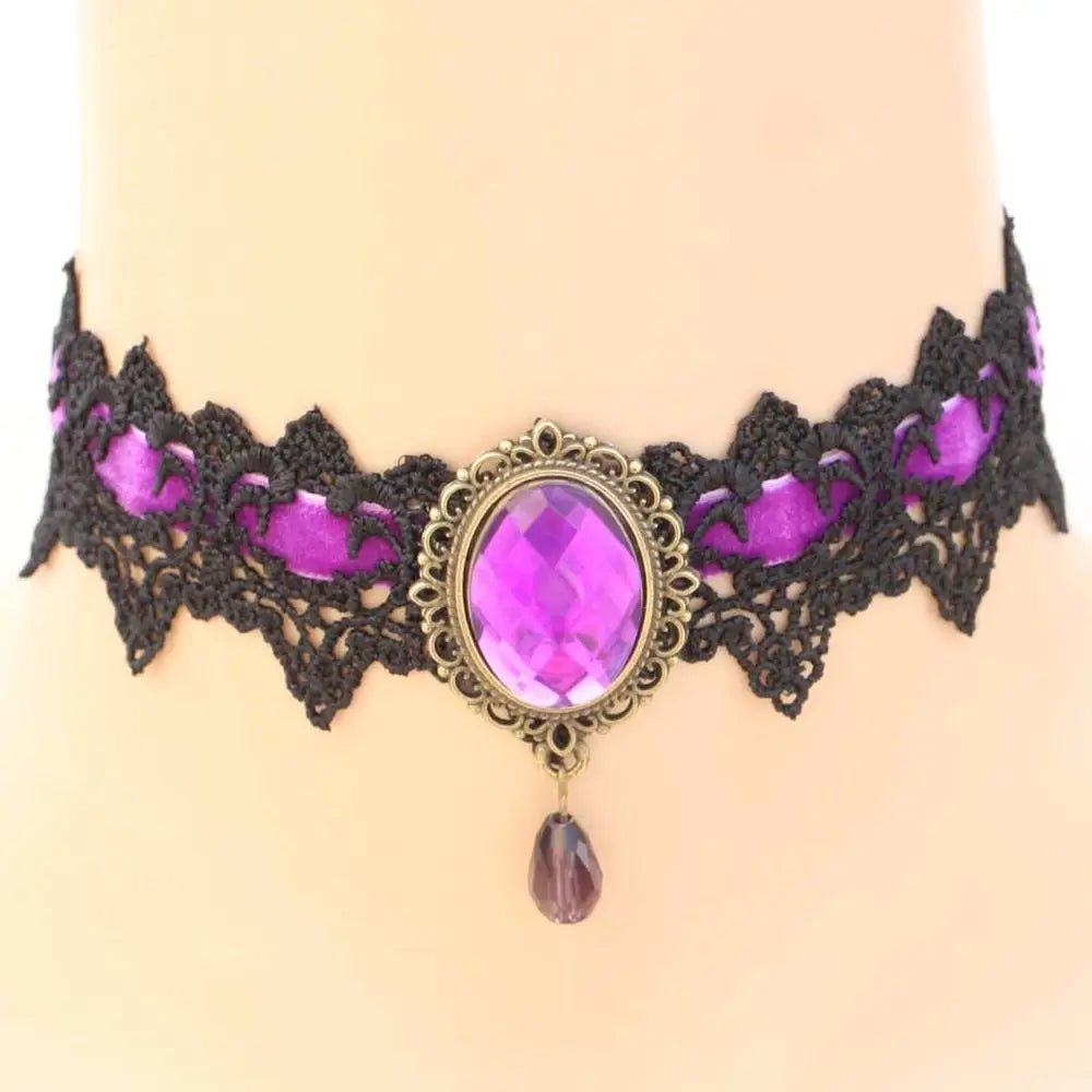 Sexy Necklace Rhinestone BDSM Bondage Lace Collar Bound Slave Restraints For Girl