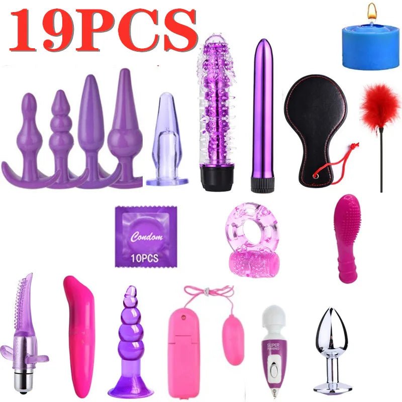 22Pcs BDSM Gear Kit Adult Handcuff Personal Toys For Couples G-Spot