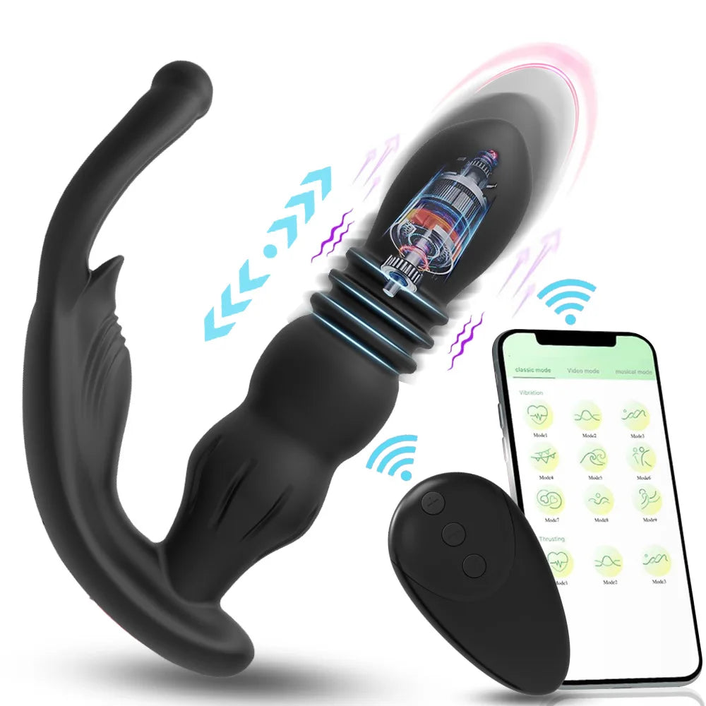 Silicone Vibrator Thrusting Prostate Stimulator for Men