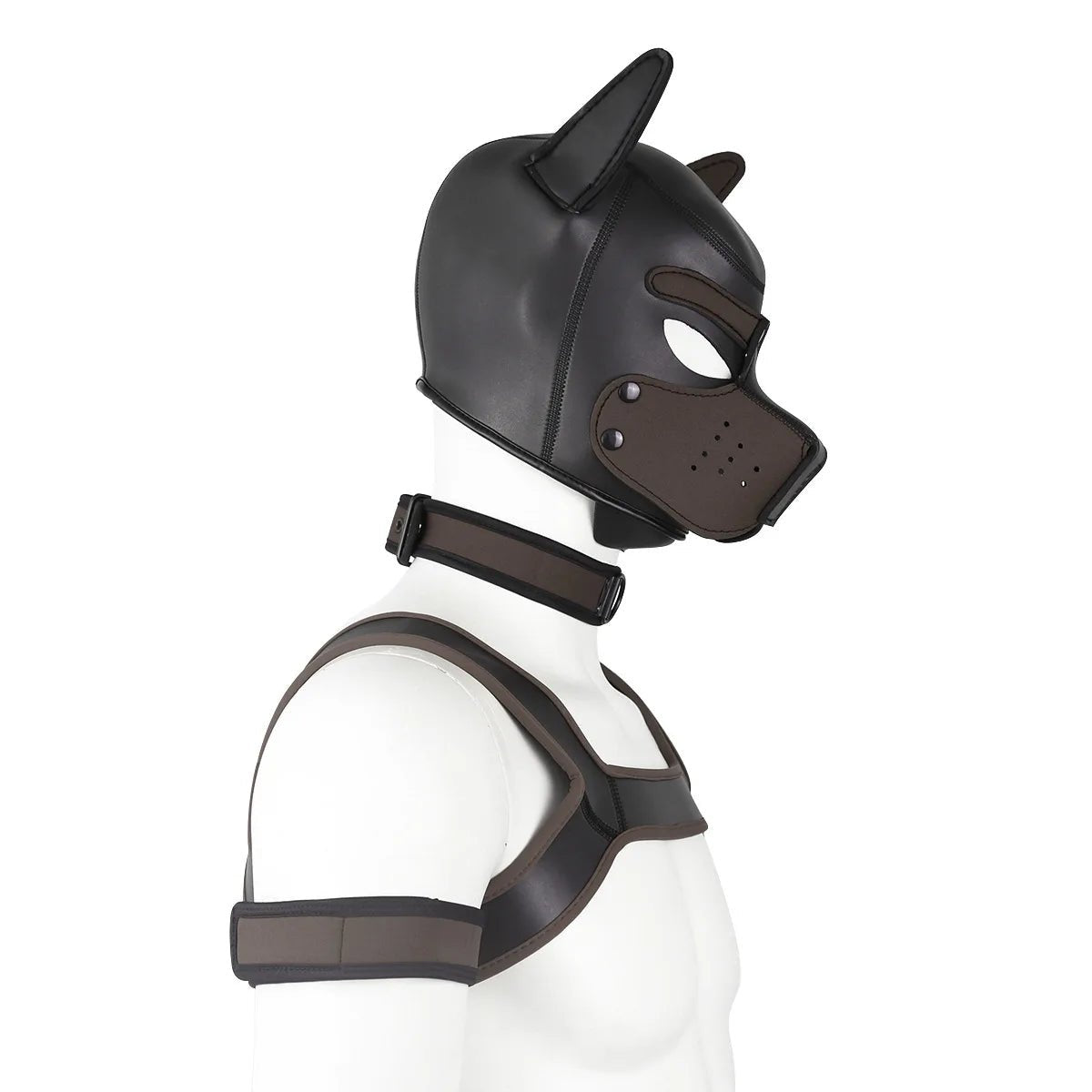 Bdsm Bondage Kit of XL Large Size Puppy Cosplay Neoprene Fetish Hood Mask