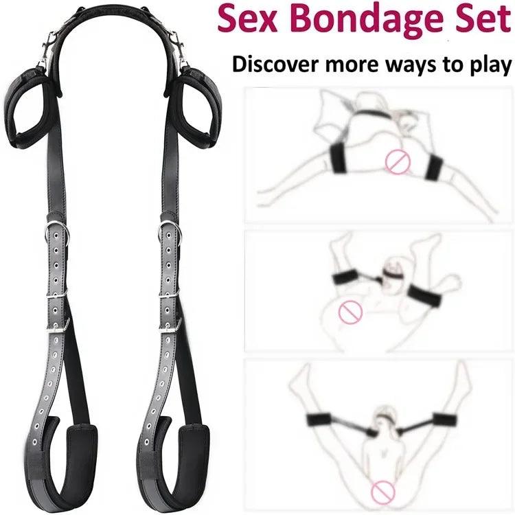 BDSM Sex Handcuffs Restraints Open Leg Ankle Cuffs Set