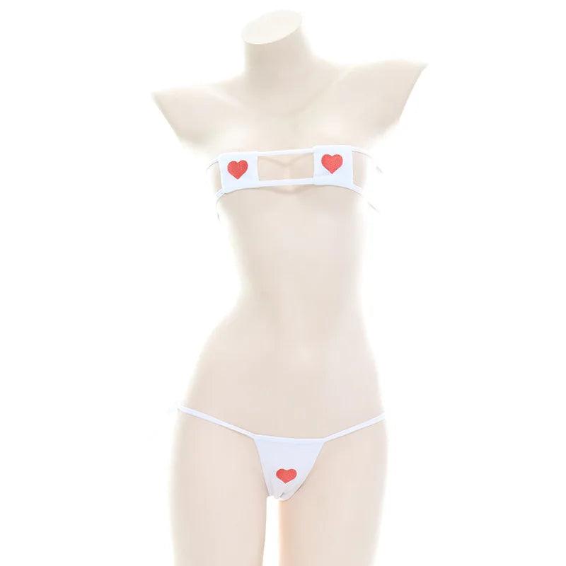 Lingerie sexy bikini cosplay lolita kawaii bandage imprimé coeur anime