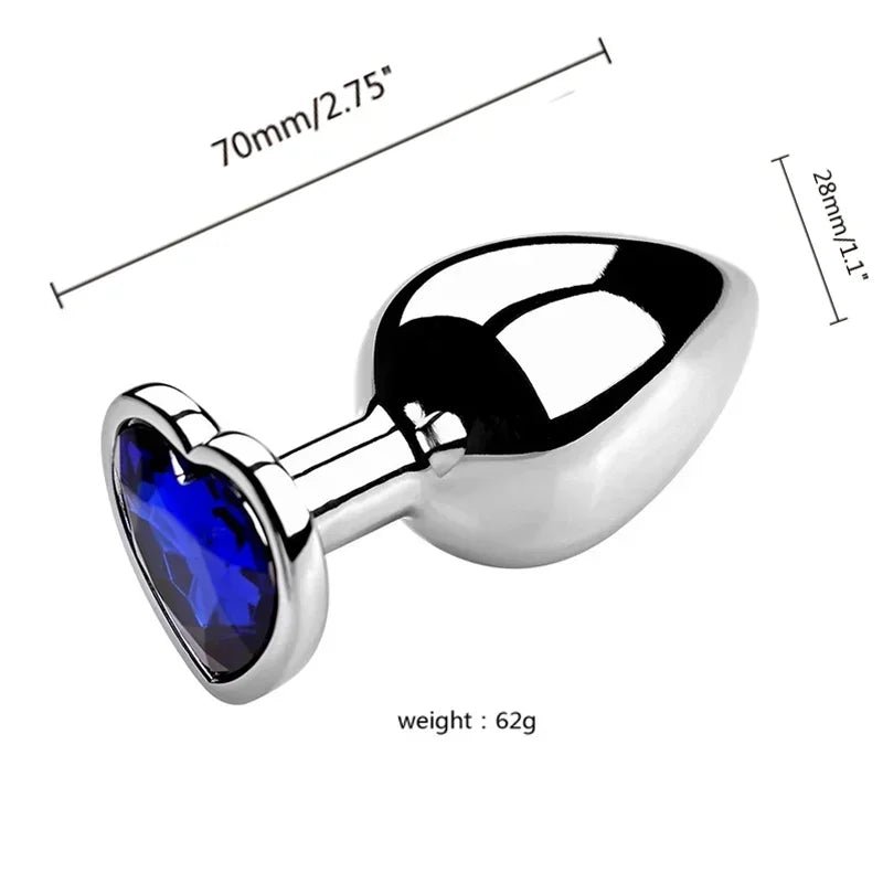 Stainless Steel Heart Shape 3 Sizes Crystal Plug Toy