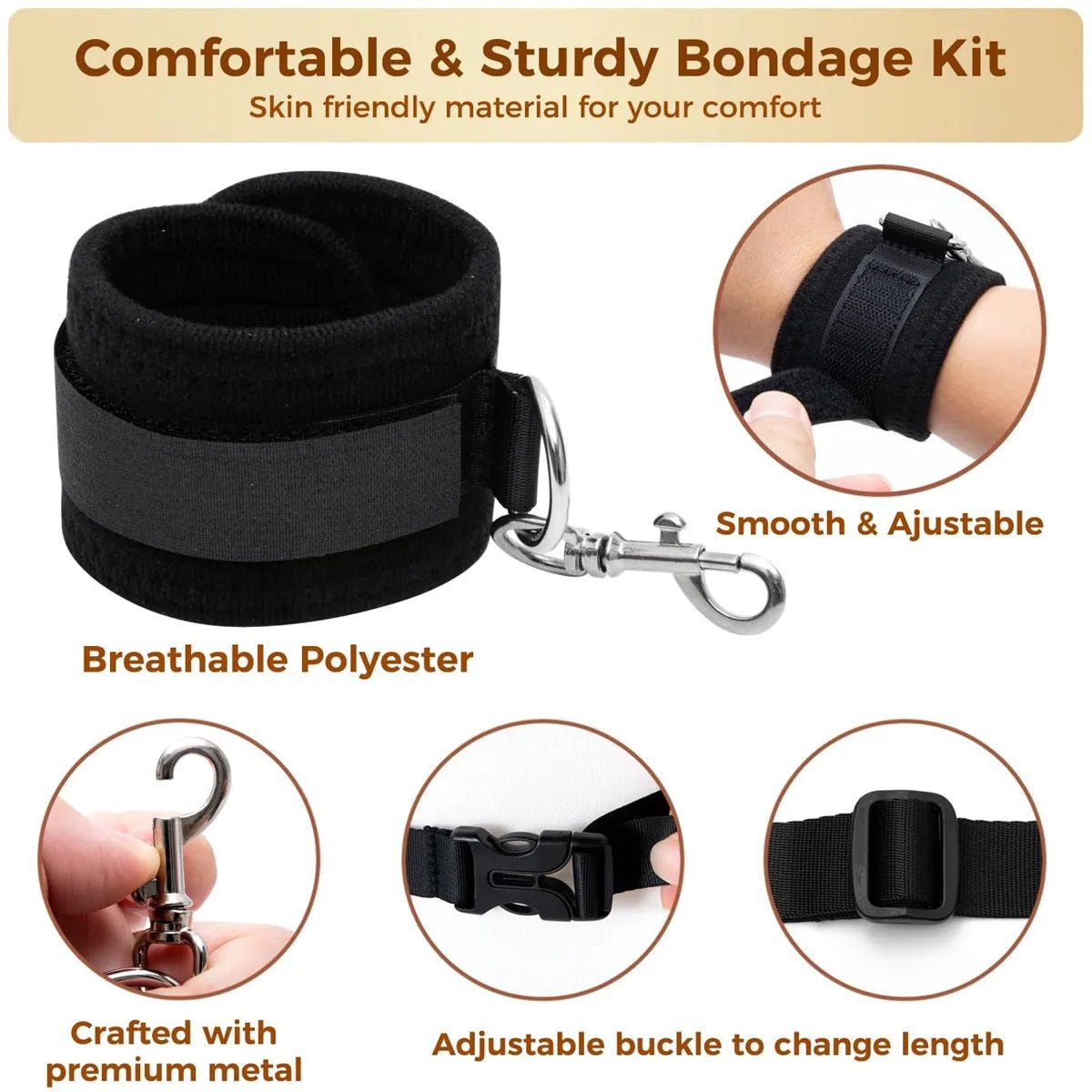 BDSM Handcuff Restraint Set For Couples Bondage Toy Skin Friendly