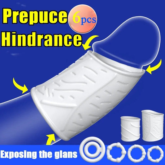 6pcs Reusable Silicone Rings For Men Enhancing Pleasure