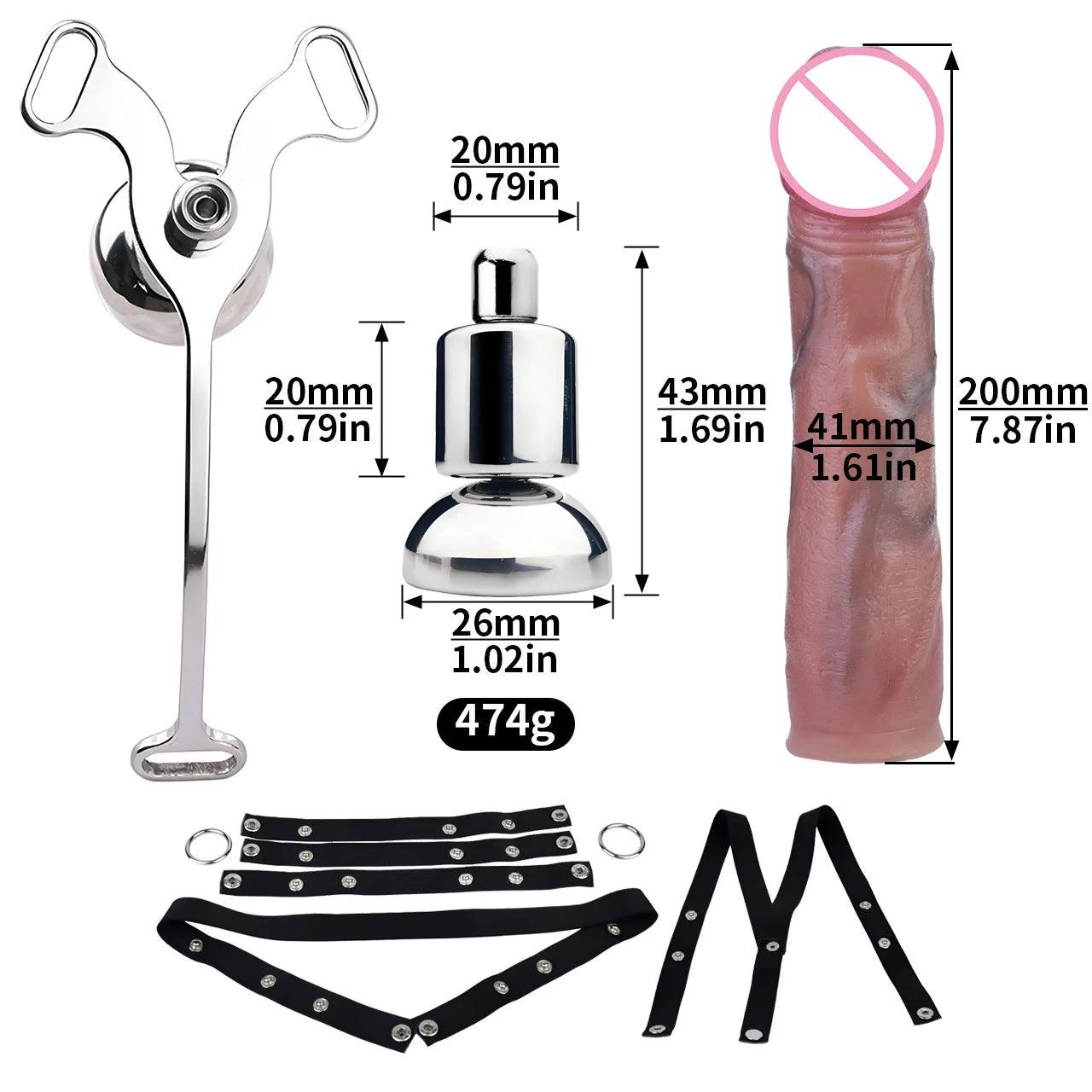 Set Male Flat Chastity Cage Device with Silicone Pleasure