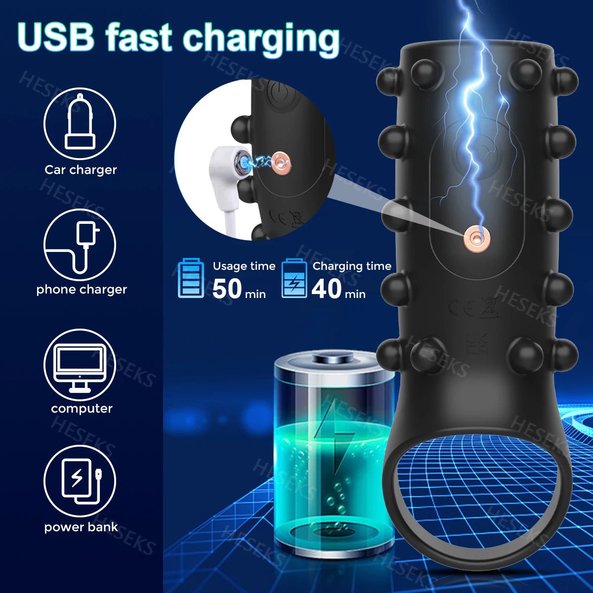 HESEKS Vibrating Sleeve Ring for Ultimate Pleasure Boost