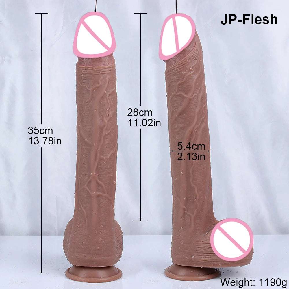 35CM Realistic Silicone Dildo Black Large Penis Sex Toy For Men Women With Thick Glans Real Dong Powerful Suction Cup Stiff Cock