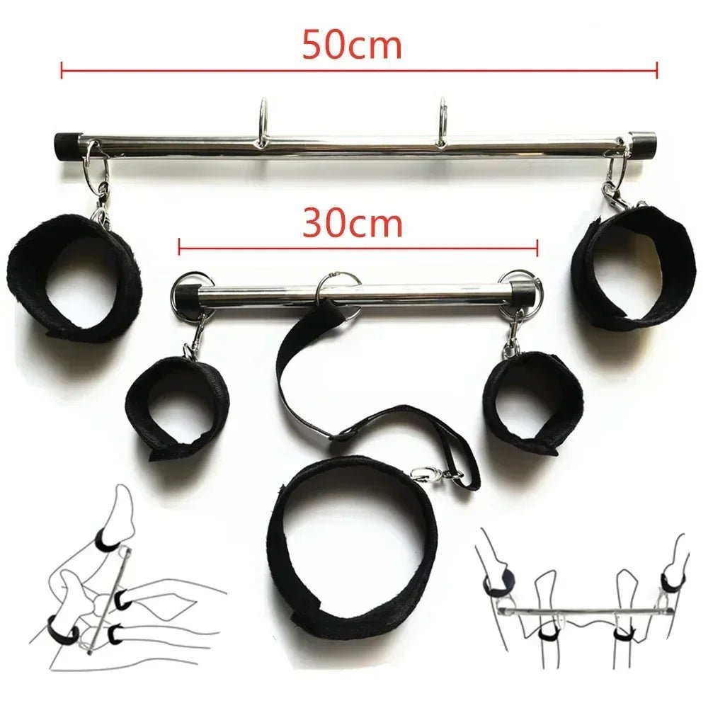 BDSM Bondage Kit Spreader Bar Handcuffs Fetish Set