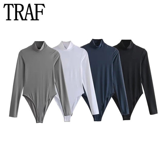 TRAF 2024 Women's Long Sleeve Body High Neck Bodysuit