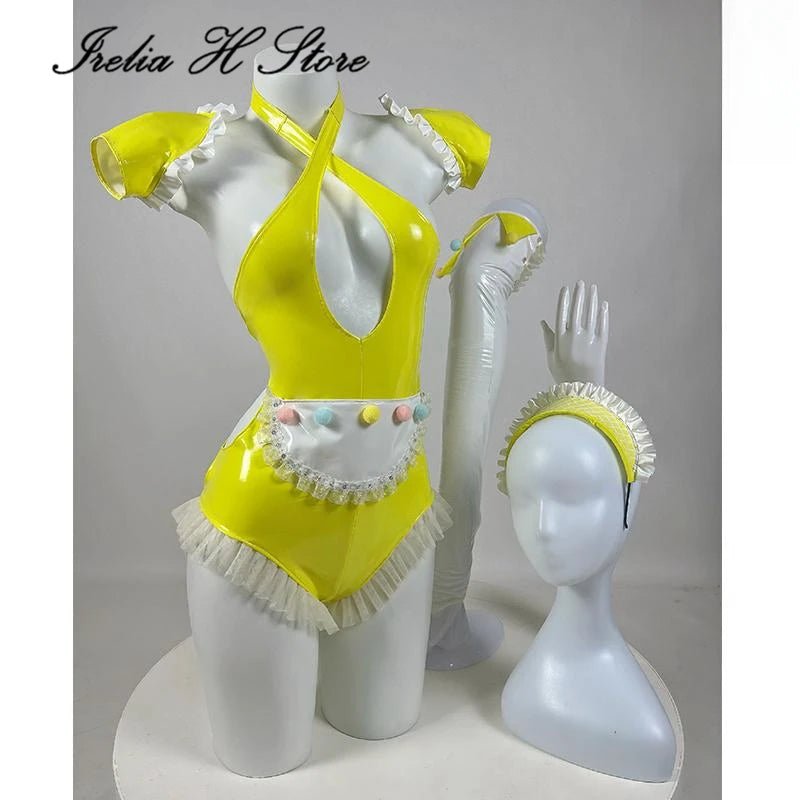 Irelia H Store Sexy Maid Jumpsuit Cosplay Costume for Halloween