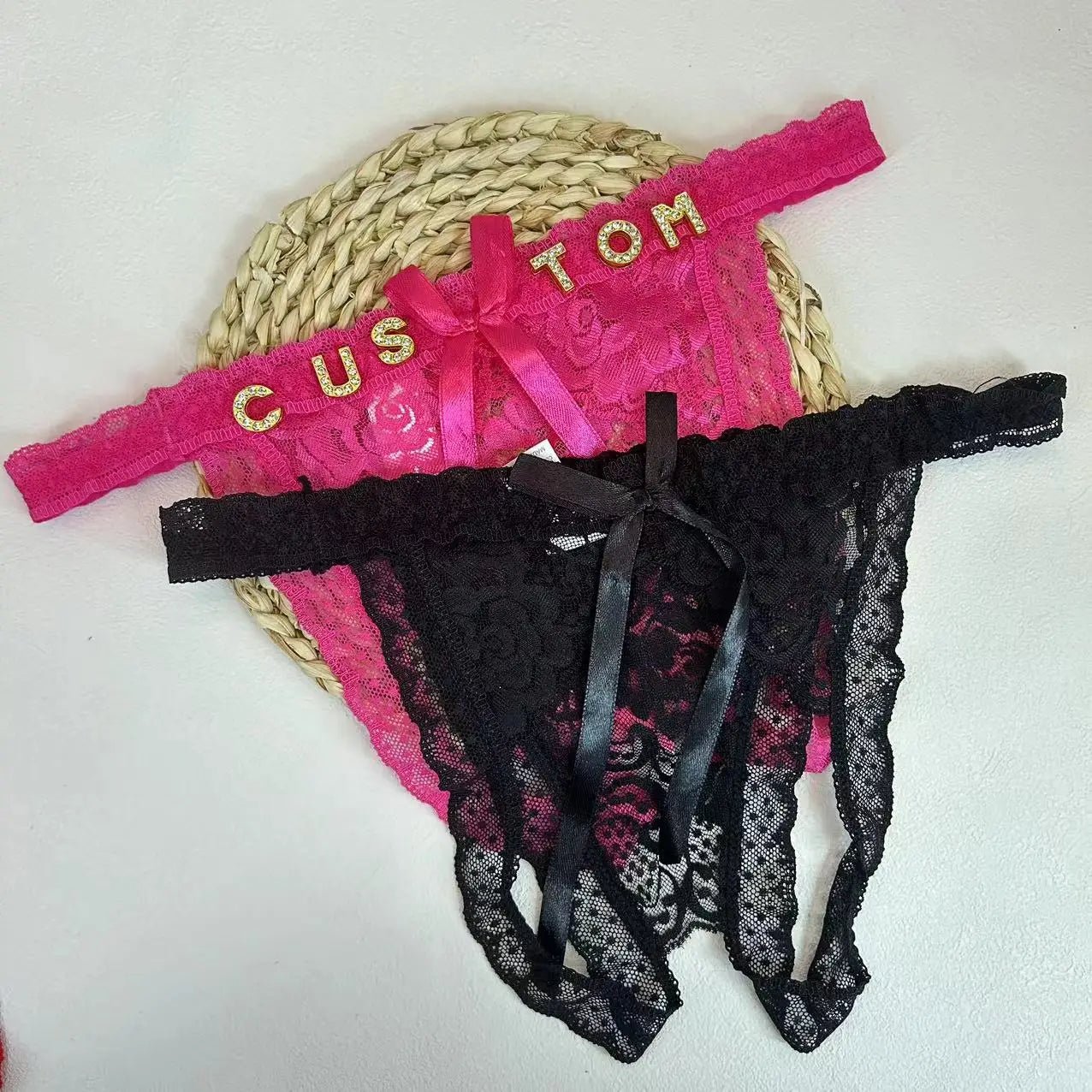 Custom Name Thong Sexy Lace Bowknot Panties For Women