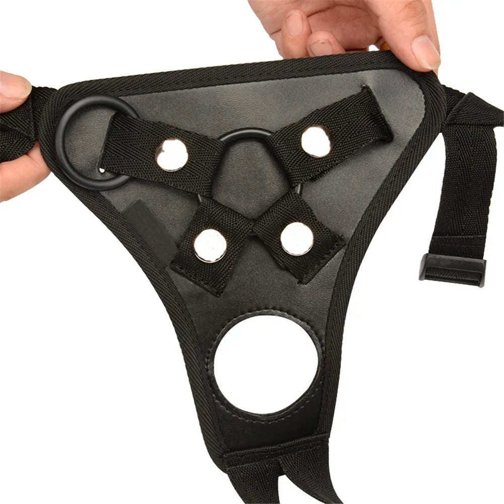 Wearable Realistic Dildo PU Leather Flirting Belt Strap On