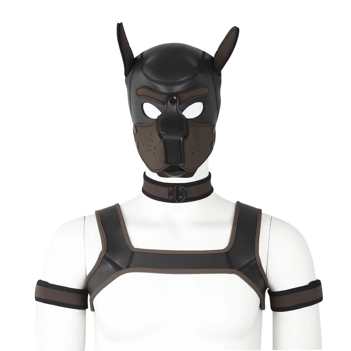 Bdsm Bondage Kit of XL Large Size Puppy Cosplay Neoprene Fetish Hood Mask