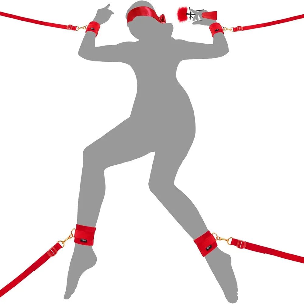 Sex Bondage BDSM Kit Restraints Set with Cuffs and Tickler