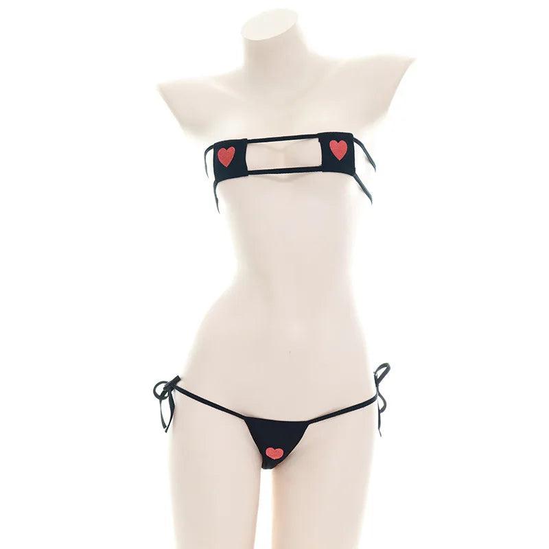 Lingerie sexy bikini cosplay lolita kawaii bandage imprimé coeur anime