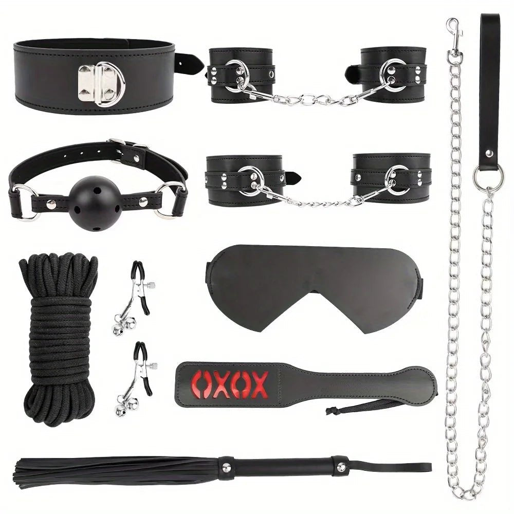9PCS Flirting Bondage Kit for Couples and Women Pleasure