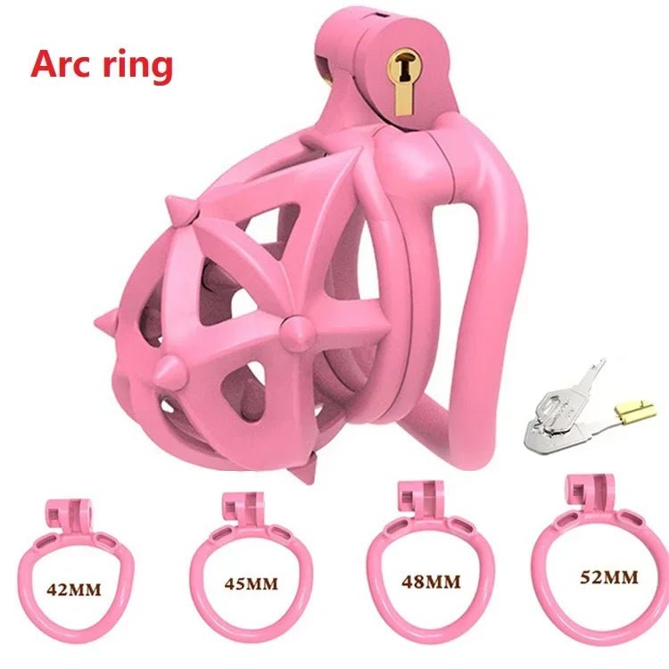Ring Lock Bondage Slave Pink Chastity Cage Set Realistic