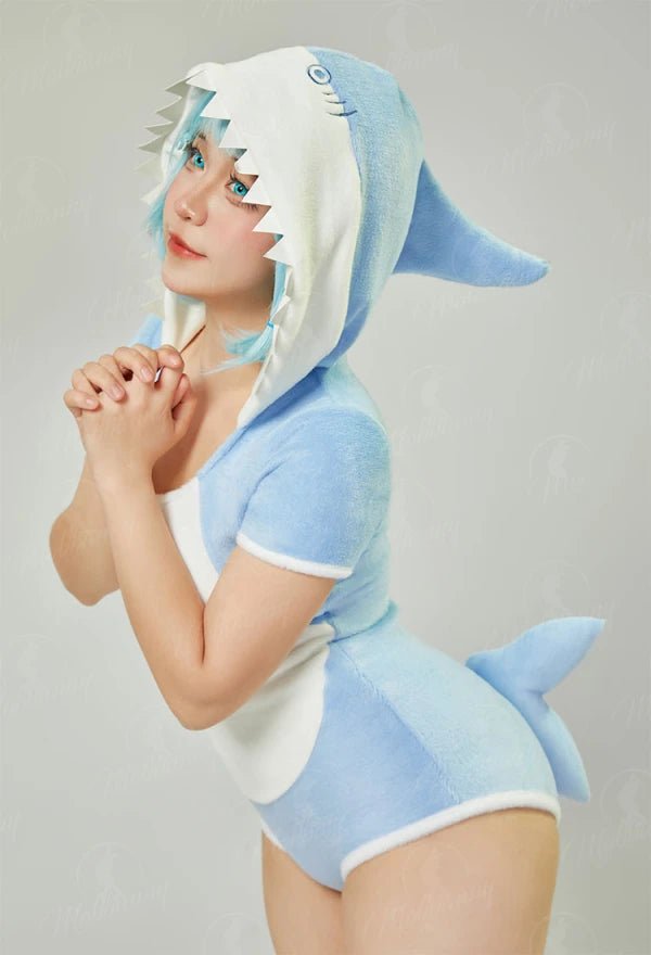 Mobbunny Women Sexy Lingerie Set Blue Shark Pajama Bodysuit