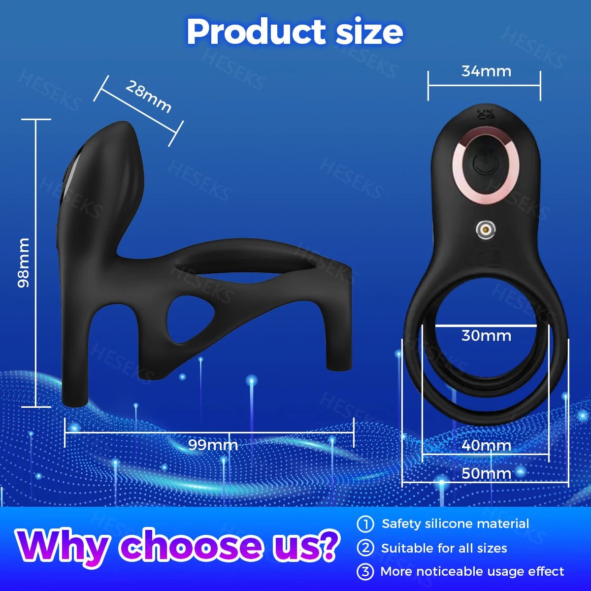 HESEKS Vibrating Ring Sleeve Enhancer for Men Pleasure Boost