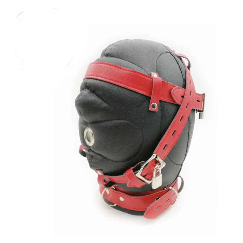 HotX PU Leather Headgear Full Head Bondage Hood Headgear Mouth Open