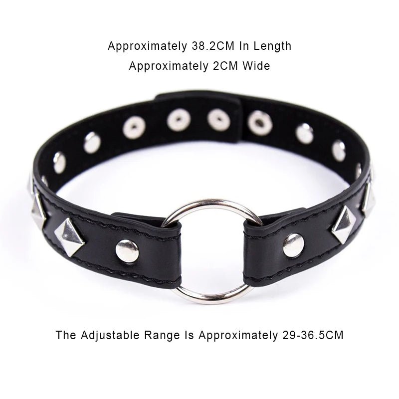 Sexy Leather Punk Rivets Necklace For Fetish Role Play Gift