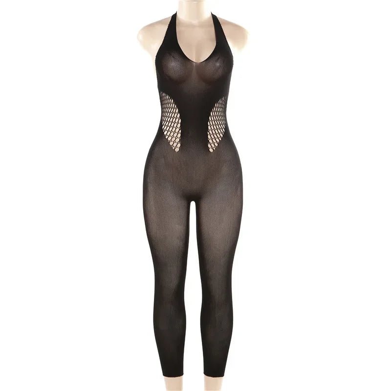 High Stretch Hollow Out Knitted Skinny Yoga Jumpsuits Women