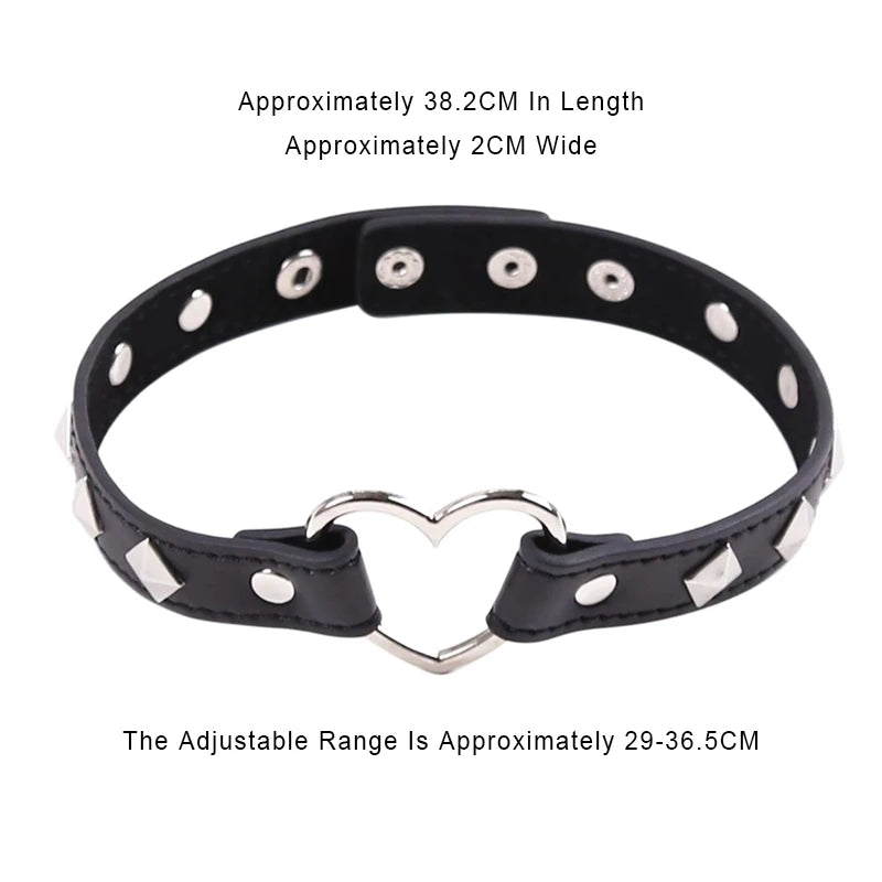 Sexy Leather Punk Rivets Necklace For Fetish Role Play Gift