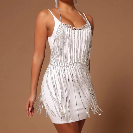Stonefans Sexy Rhinestone Body Dress Harness Bodysuit
