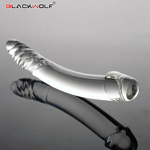 Black Wolf Pyrex Glass Artificial Fake With Crystal Butt Plug G Spot