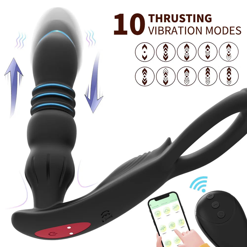 Silicone Vibrator Thrusting Prostate Stimulator for Men