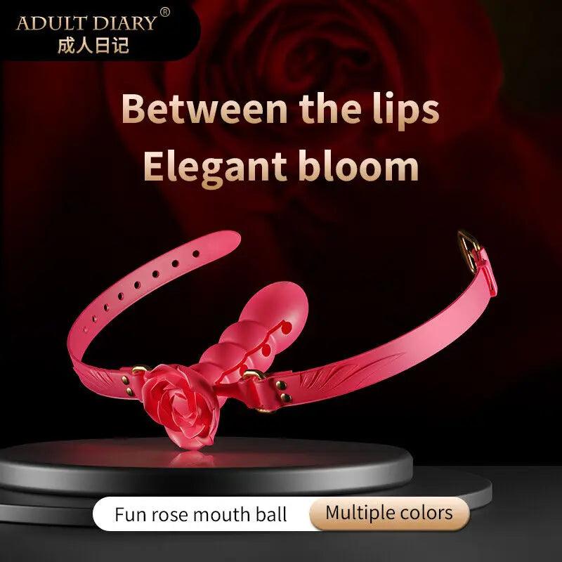 Silicone Rose Mouth Gag Extender Ball Oral Fixation Toy
