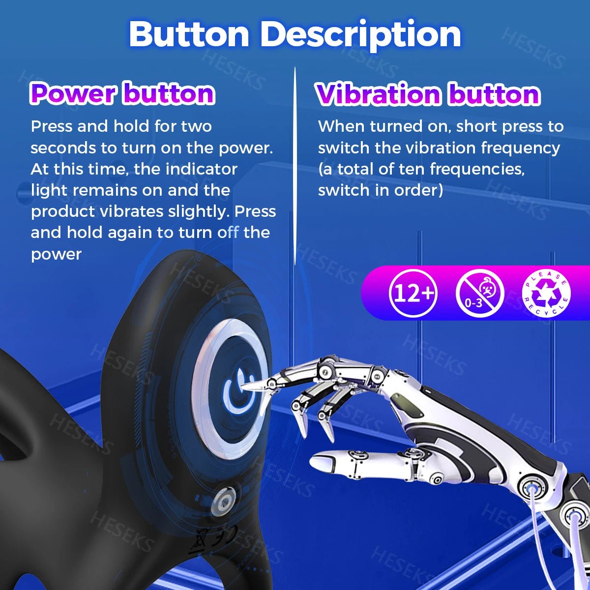 HESEKS Vibrating Ring Sleeve Enhancer for Men Pleasure Boost