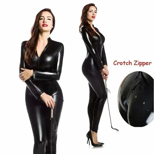 N66Nouveau body sexy en latex et PVC effet mouillé pour femme