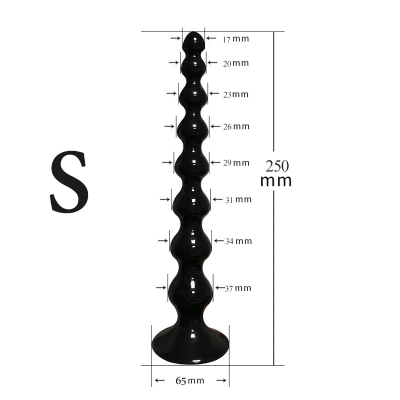 Silicon Beaded Massage Toy With Suction Base Long and Flexible