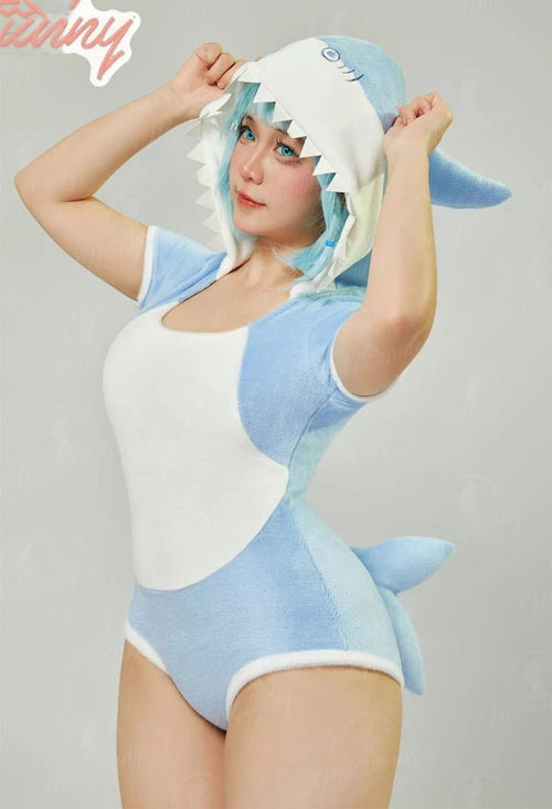 Mobbunny Women Sexy Lingerie Set Blue Shark Pajama Bodysuit