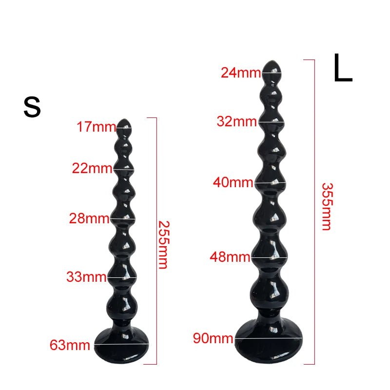 Silicon Beaded Massage Toy With Suction Base Long and Flexible