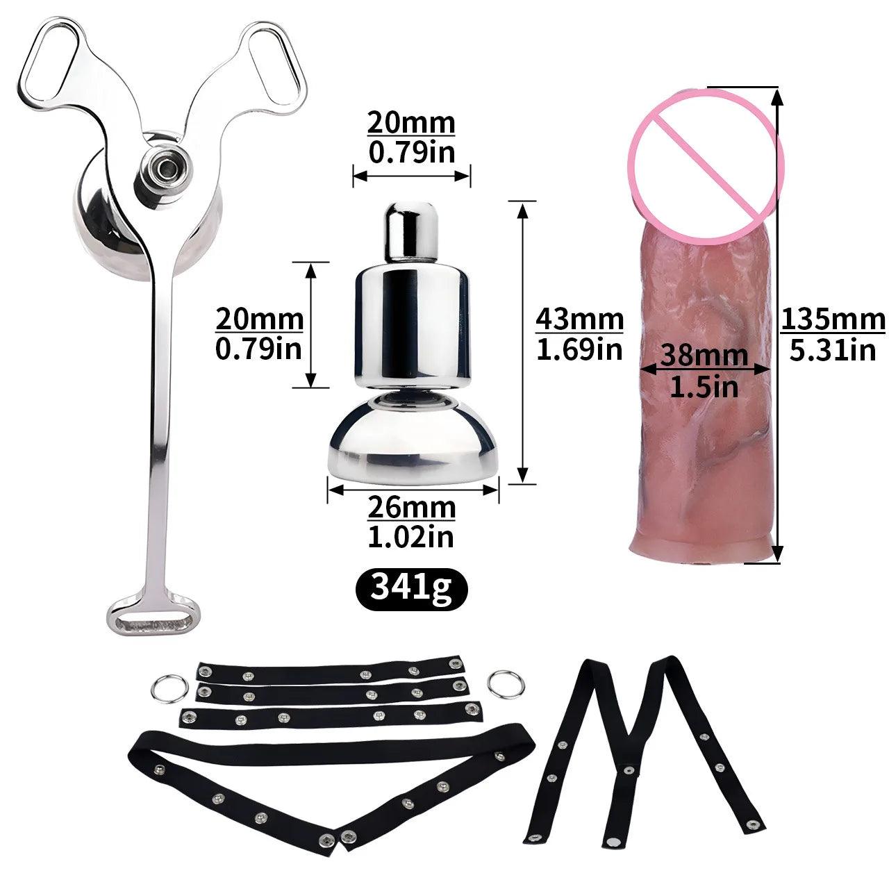 Set Male Flat Chastity Cage Device with Silicone Pleasure