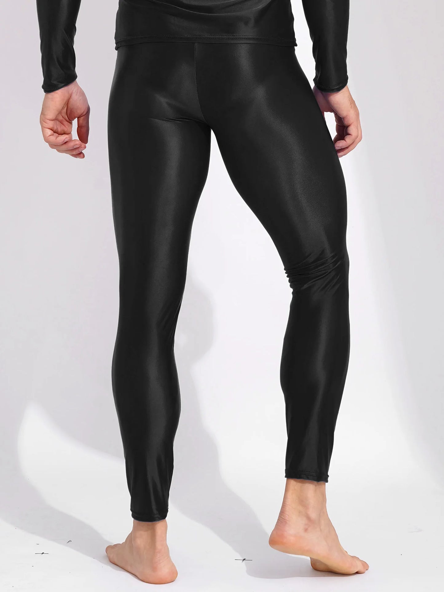 Men Stretchy Stockings Oil Shiny Sexy Fitness Leggings