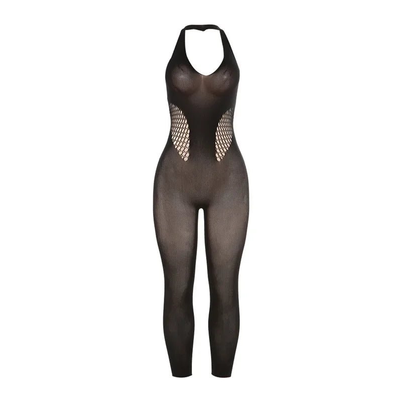 High Stretch Hollow Out Knitted Skinny Yoga Jumpsuits Women