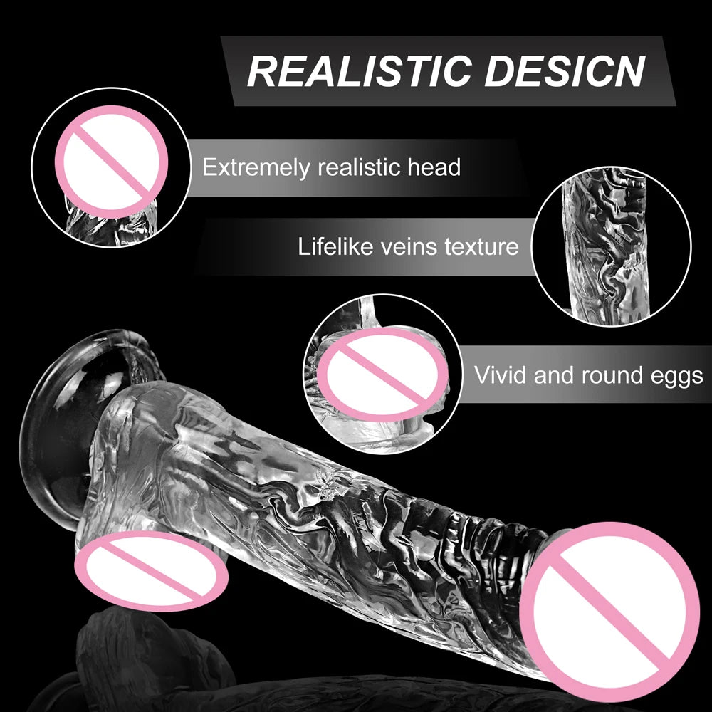 3 Sizes Transparent Soft Jelly Realistic Toys for Pleasure
