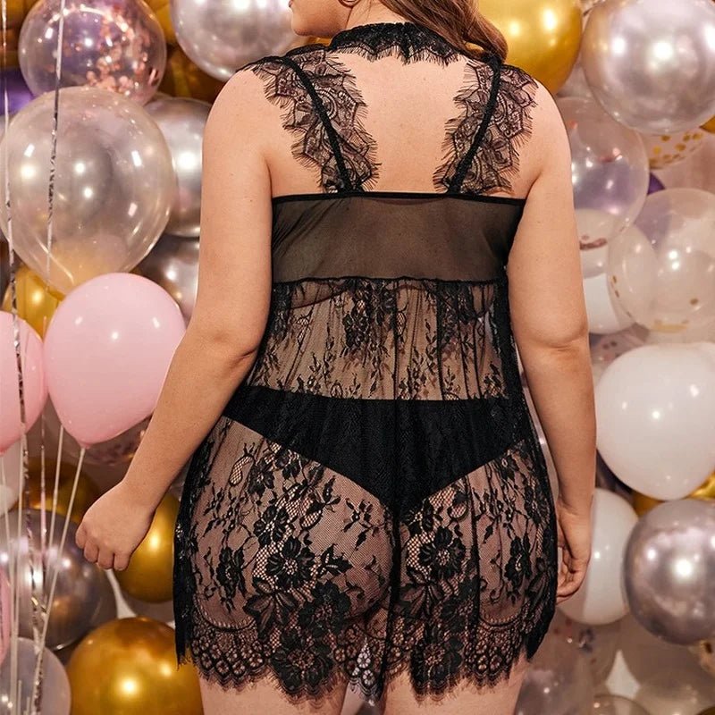 Sexy Large Size Nightgowns Lingerie Sleepwear Lace Temptation Nightwear